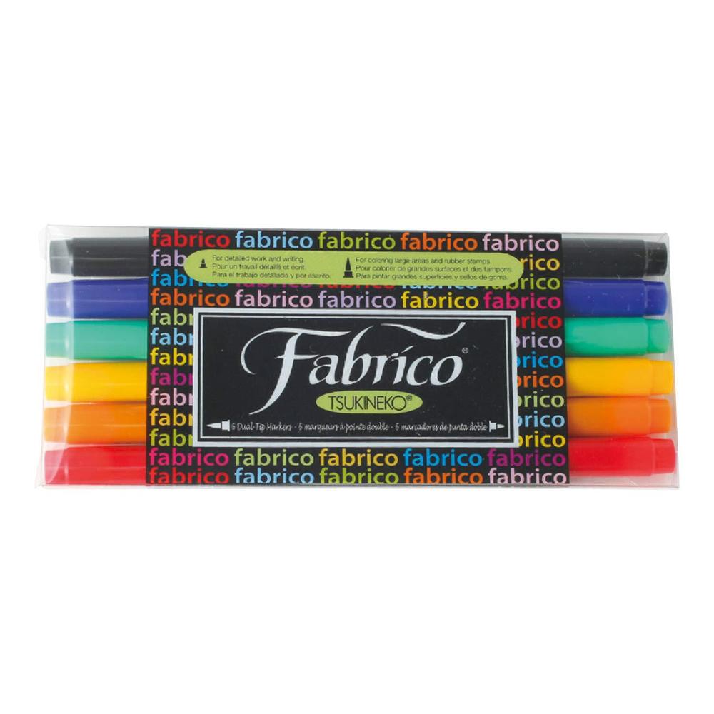 Tsukineko tuskineko fabrico dual-tip markers, standard, 6-pack (pf-6-10000)