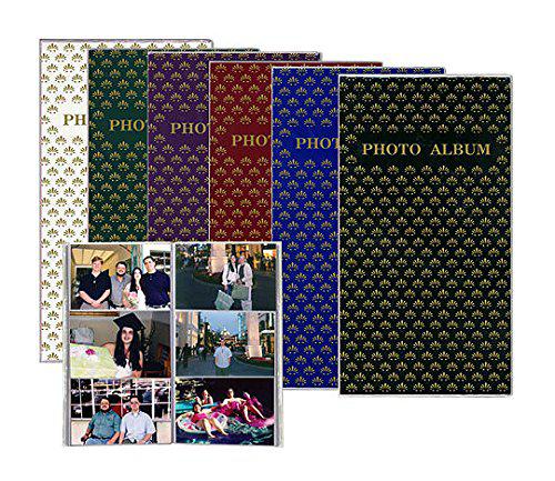 pioneer flexible cover series bound photo album, random designer color covers, holds 96 4" x 6" photos, 3 per page.