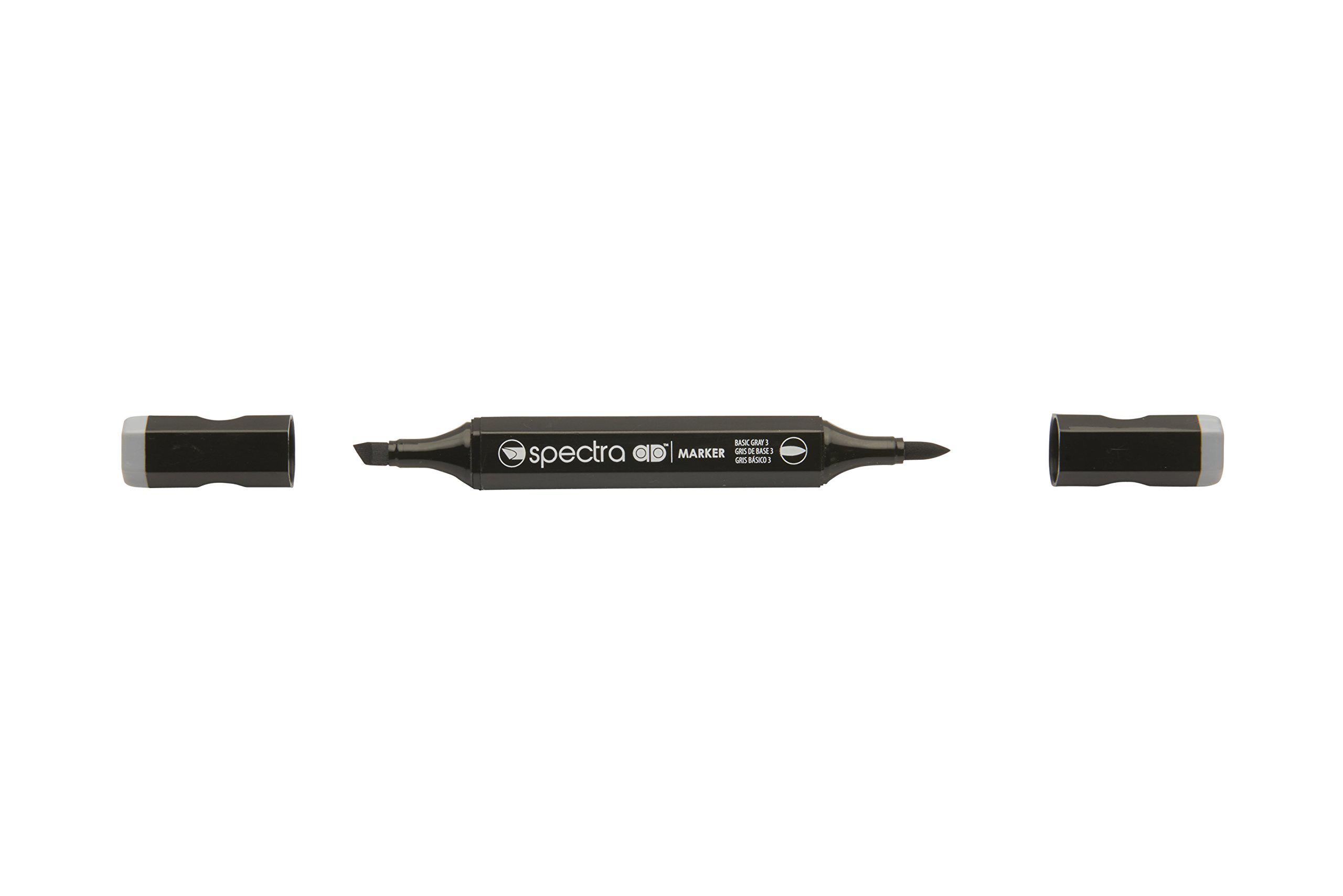 ad marker chartpak spectra, tri-nib and brush dual-tip, basic gray 3, 1 each (s021ad)