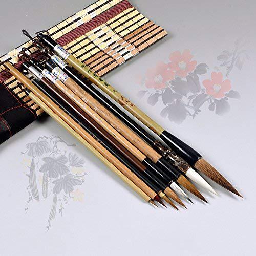 diandiandidi chinese brush, writing brush for professional calligraphy kanji japanese sumi-e drawing (8-pieces set)