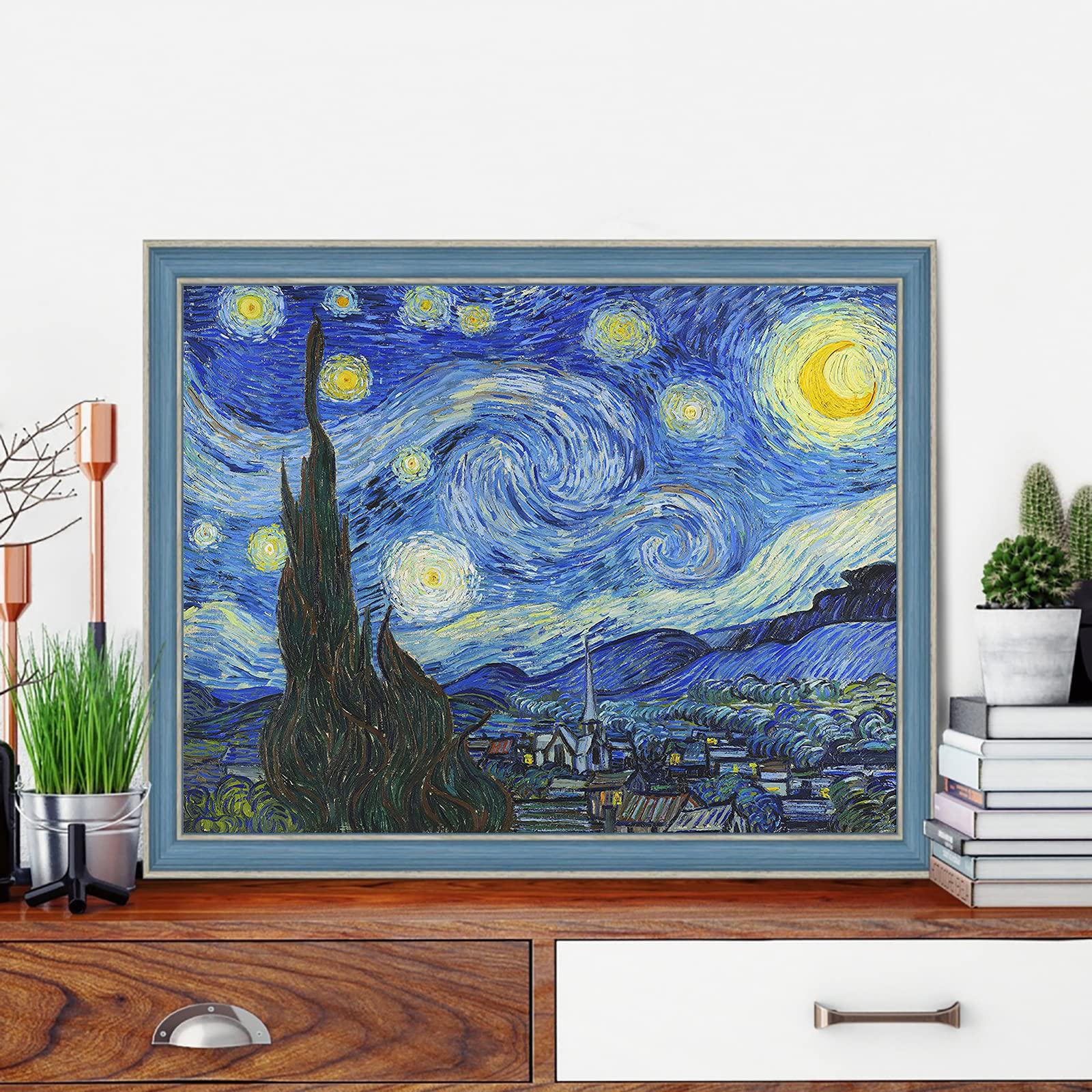 veguude paint by numbers for adults and kids beginner, 4 pack van gogh starry night painting by number kits on canvas, withou