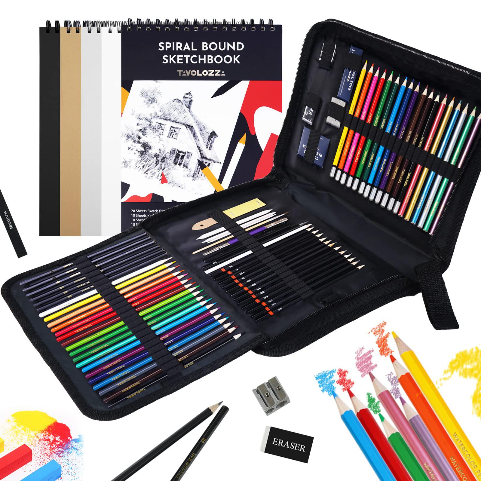 Tavolozza Fine Arts tavolozza art supplies 77 pack drawing & sketching art  set for artists adults beginner, professinal drawing kit with sketch p