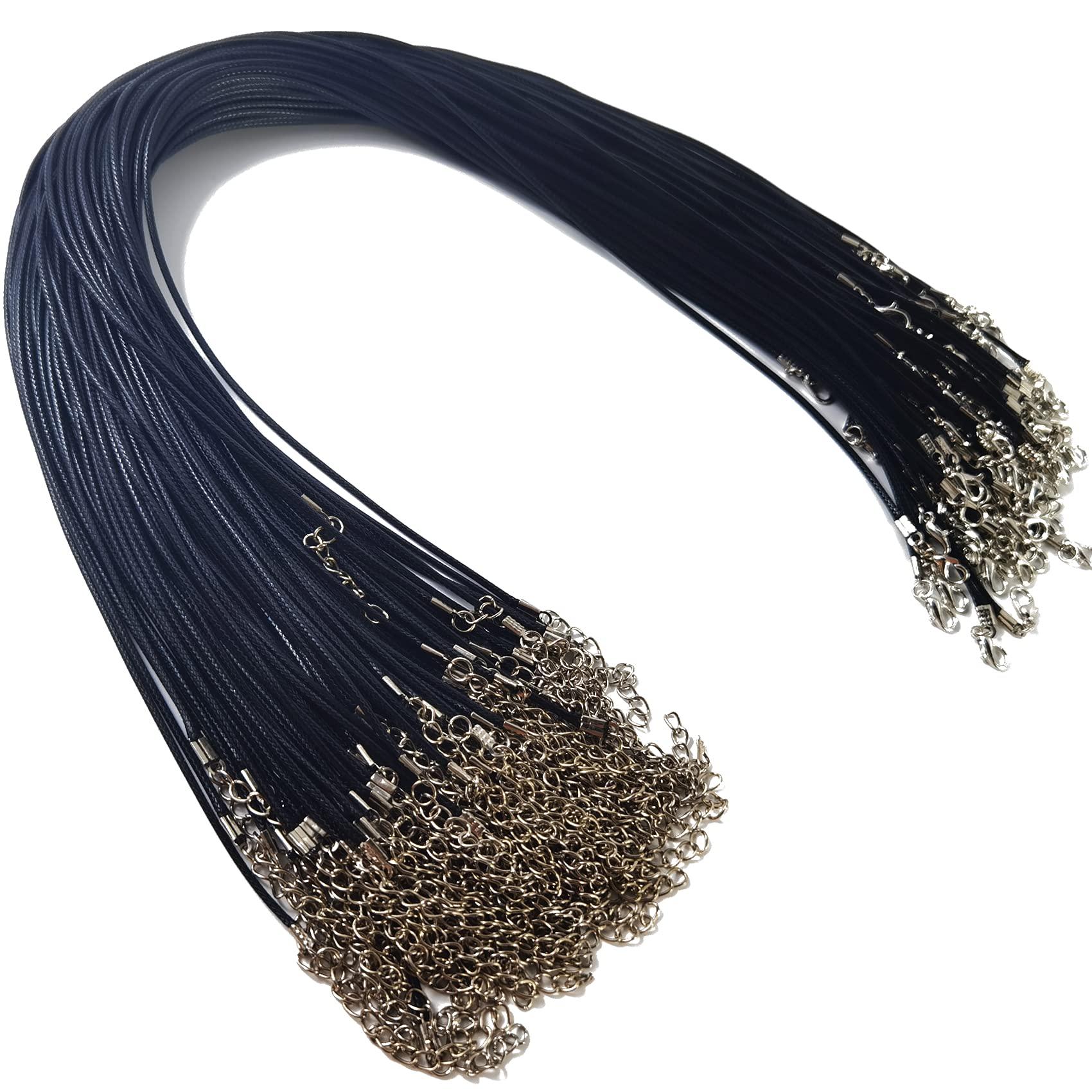 Ronyoung 100pcs Necklace Cord for Jewelry Making, Black Waxed Necklace Cord String for Jewelry Necklace Bracelet Making Supplies