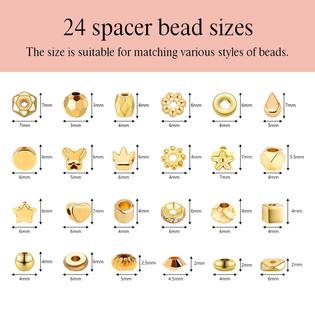 bozuan 2520 pcs gold spacer beads for jewelry making kit, spacer beads for bracelets  making (gold