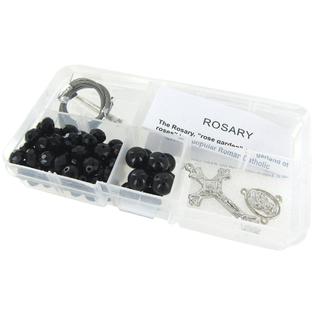 Linpeng linpeng black crystal bead box rosary necklace diy kit, rosary  making supplies, gift for beader, jet, (cr-1212)