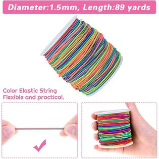 HMMS hair beads for braids for girls, 1.2/1.5mm elastic rainbow stretch  string necklace beading