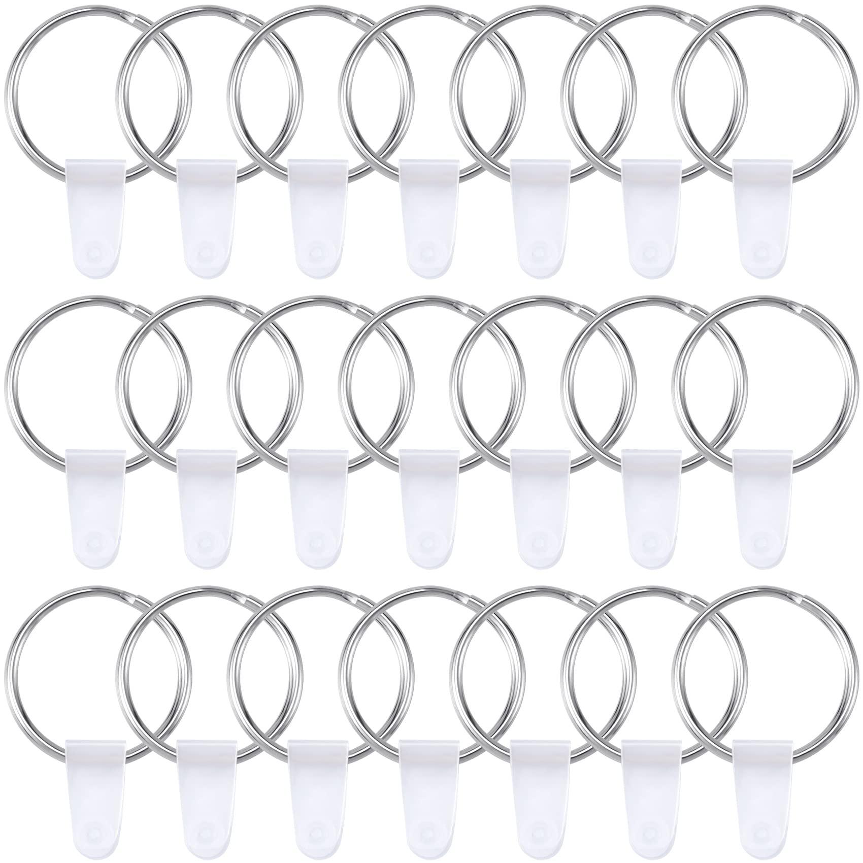 OIIKI 100 Sets Keychain Rings for Crafts, Round Split Key Rings, Metal Keychain Connector with Clear Plastic Snap Tabs, Blank, Metal