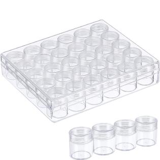 Blulu Clear Plastic Bead Storage Containers Set with 30 Pieces Storage Jars Diamond Painting Accessory Box Transparent Bottles with Lid for DIY