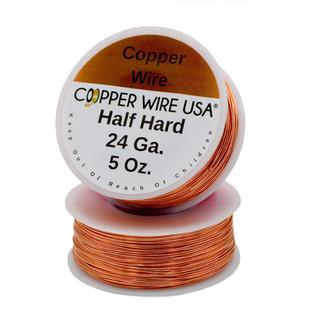 Solid Bare Copper Round Wire 5 oz Spool Half Hard 12 to 30 GA (24 GA - 270 ft)