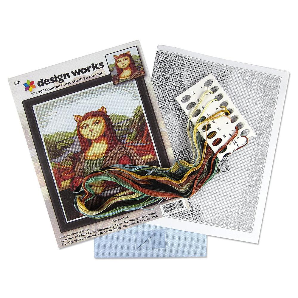 design works crafts meowy lisa counted cross stitch kit