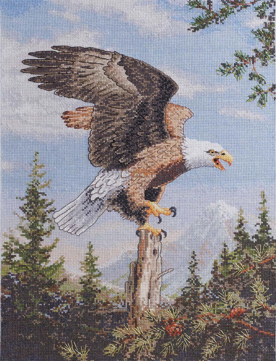 bucilla heirloom collection eagle counted cross stitch kit: 11-3/4" x 15-1/2" 28 count