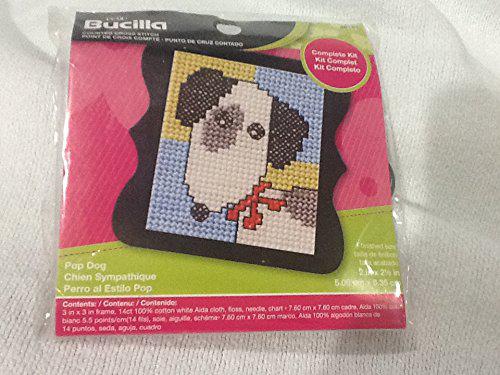 bucilla 46181 pop dog mini counted cross stitch kit