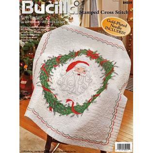 Bucilla - Happy Holidays - Stamped Cross Stitch Lap Quilt Kit 84019