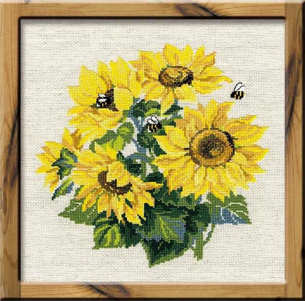 riolis counted cross stitch kit 15.75inx15.75in-sunflowers (10 count)