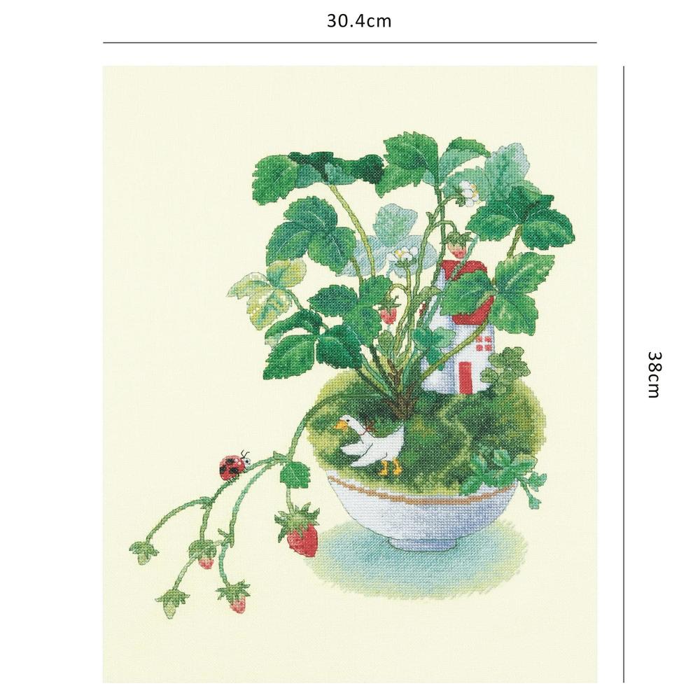 Jean xiu crafts counted cross stitch kit - strawberry house | 2031307 | 19'' x 16'' illustration artist - cui li-jun 28ct count ai