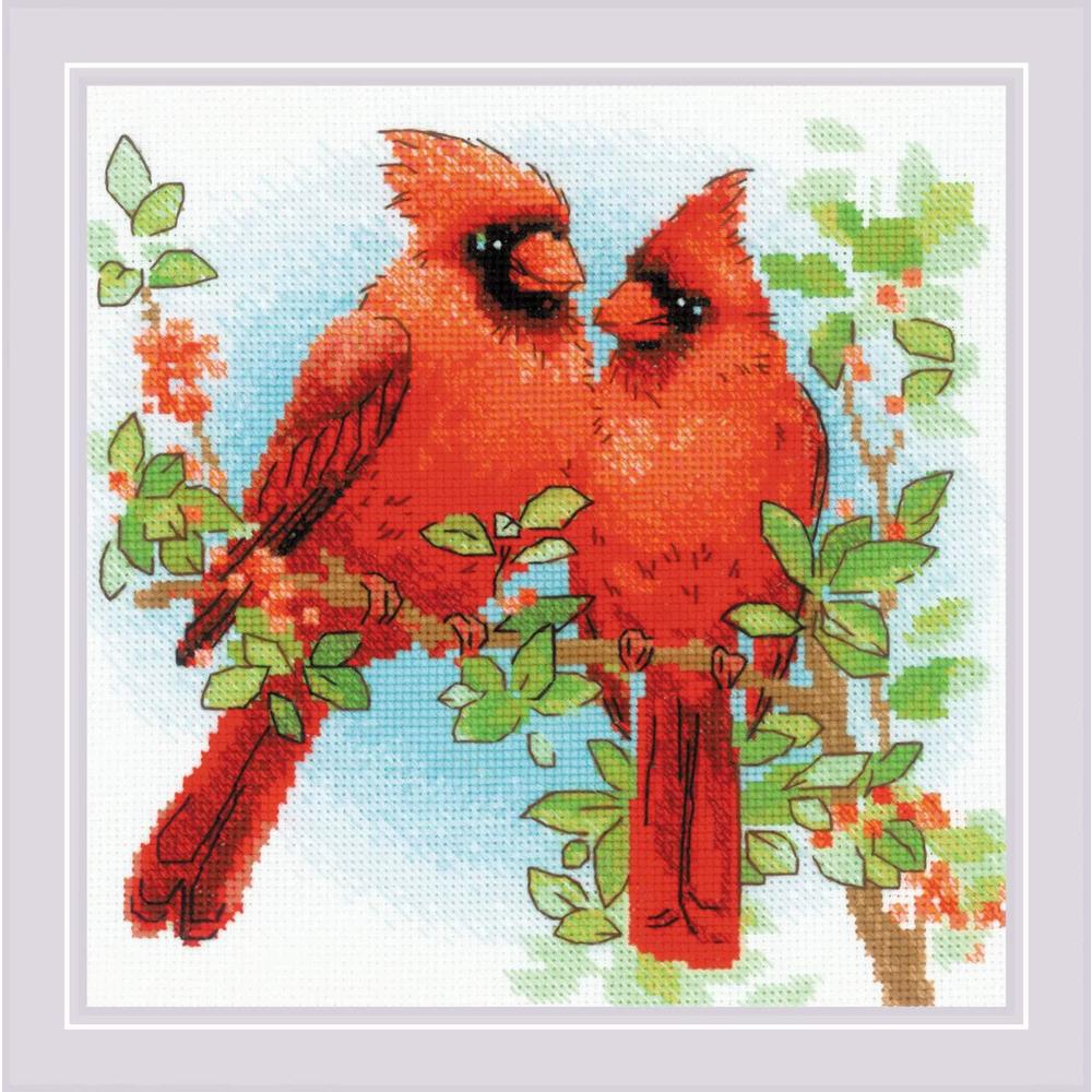 riolis counted cross stitch kit red cardinals