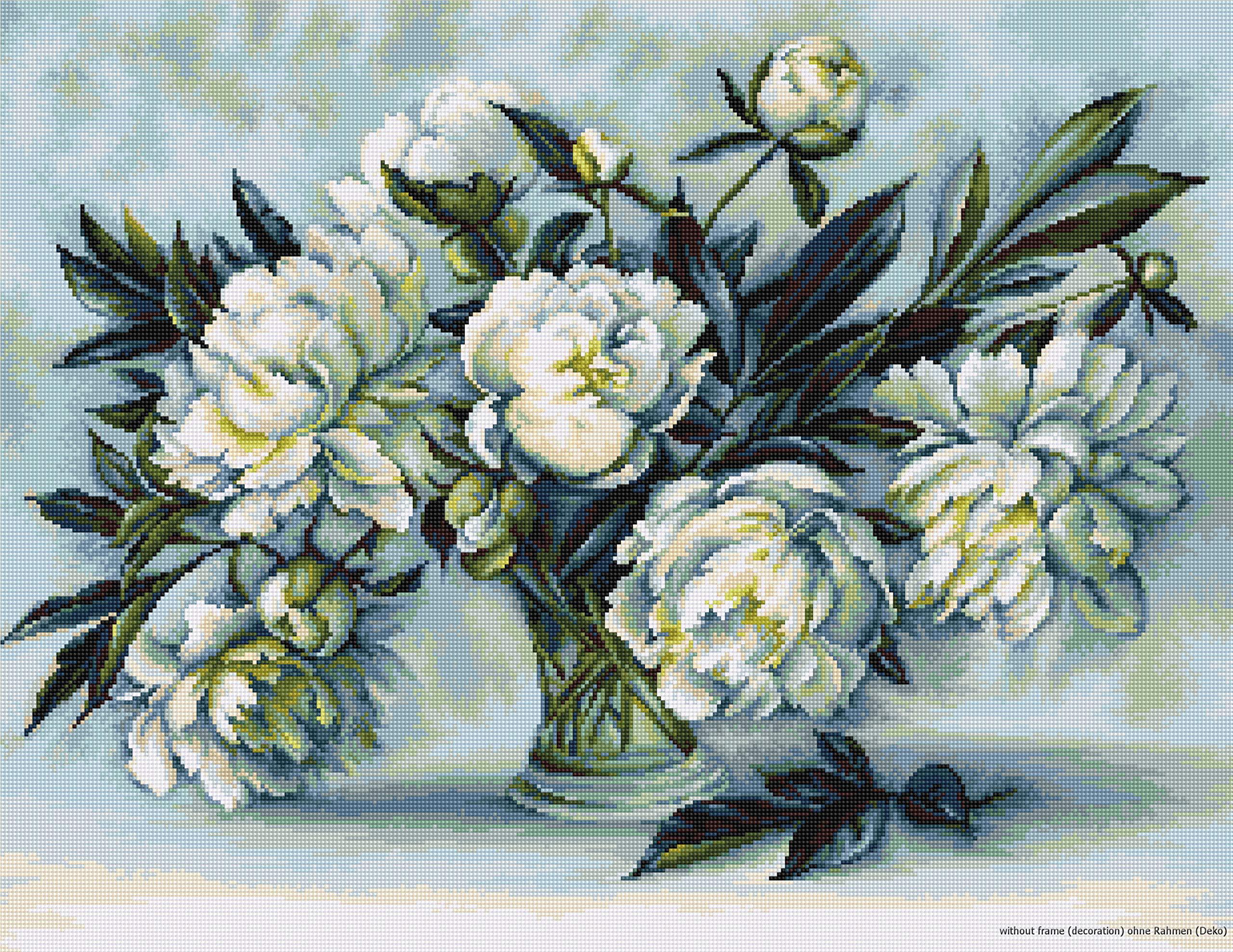 Lucas luca-s white peonies counted cross-stitch kit