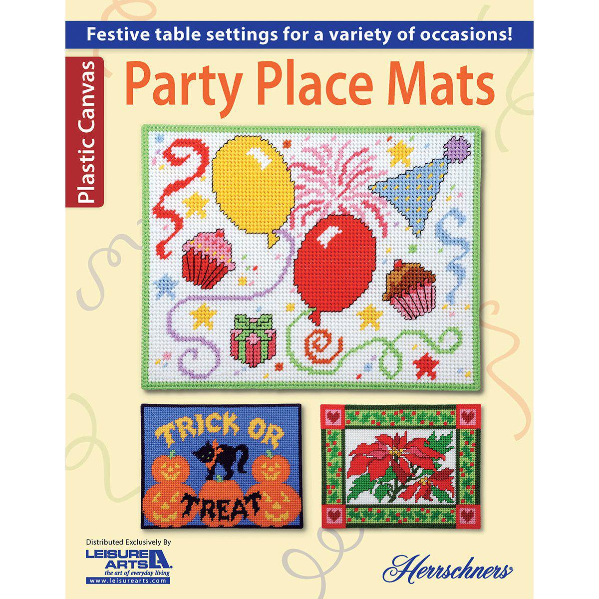 leisure arts party place mats plastic canvas cross stitch book