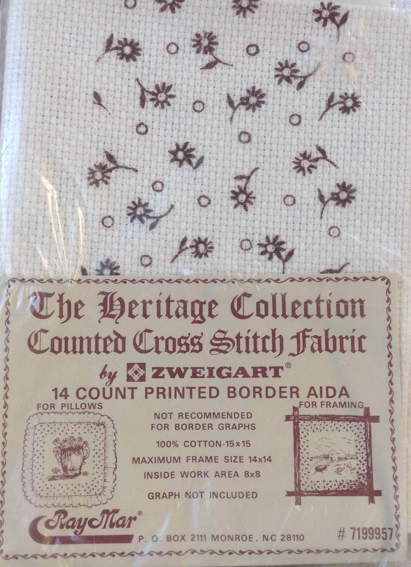 Raymar raymar cross stitch fabric 14 count - border aida - brown flowers