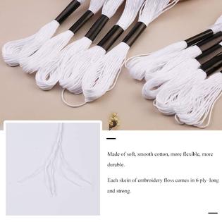 Dercuy 10 skeins white embroidery floss, 8m white cotton