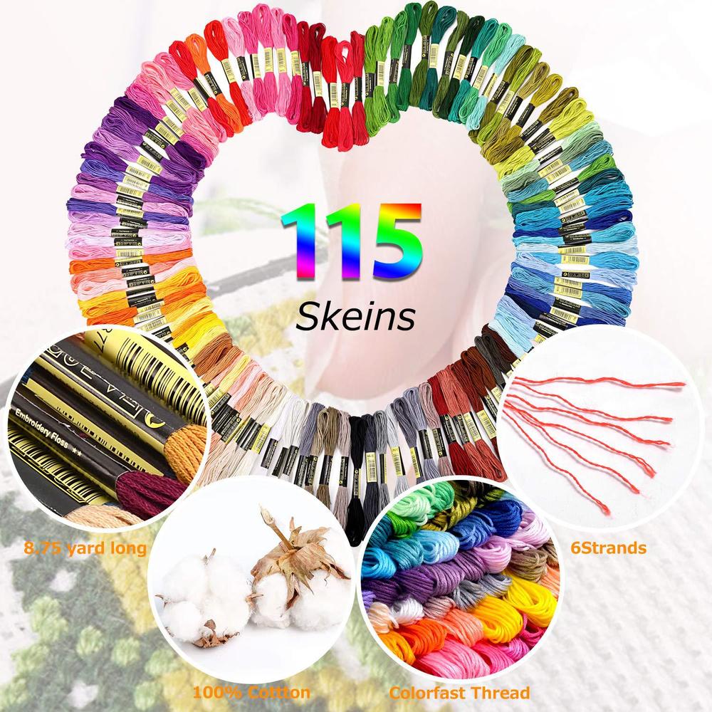 S SHERBO embroidery thread 115 skeins cross stitch embroidery floss for friendship bracelet string with needle tools make colorful yar