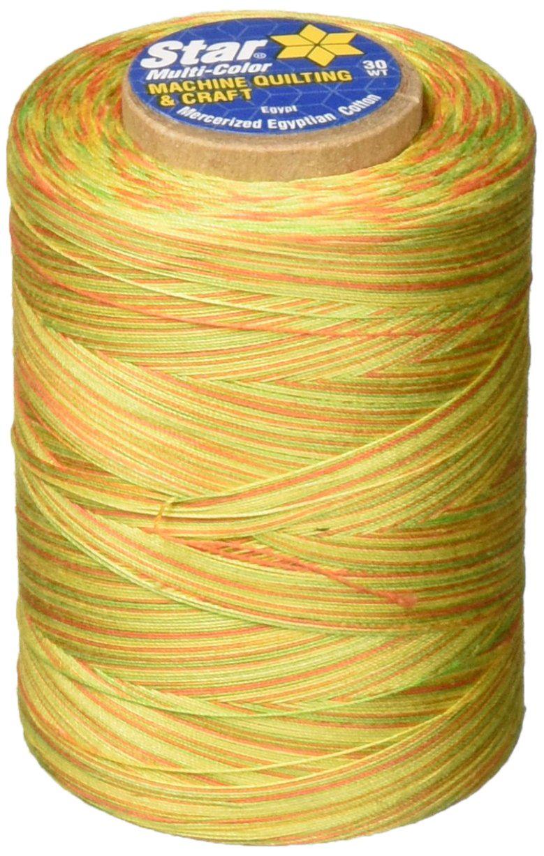 Yli star thread v38-814 3-ply 30wt t-35 cotton quilting & craft variegated thread, 1200 yd, citrus
