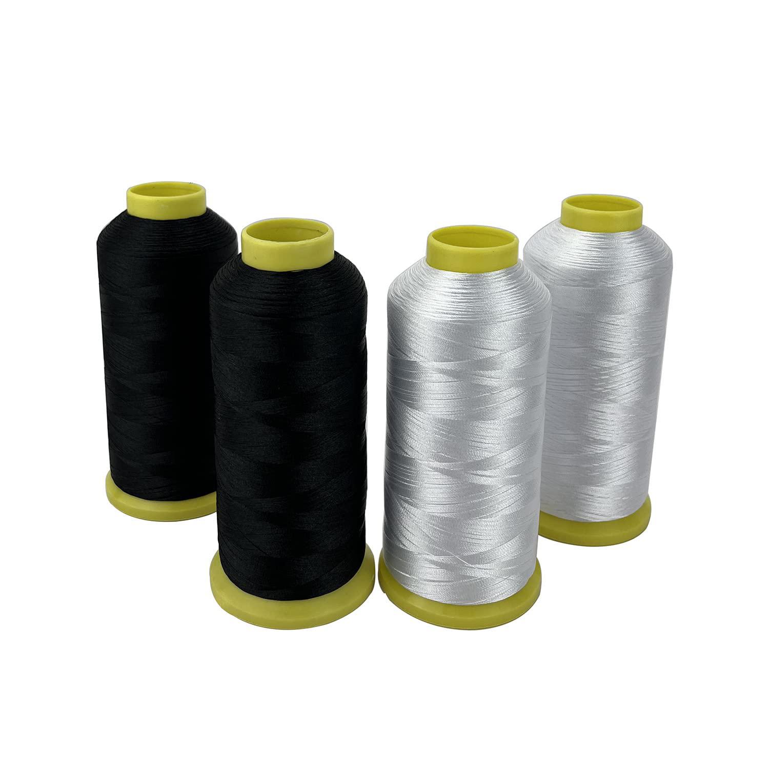 wennuo black and white embroidery machine thread polyester large thread  spool kit 5500 yard (5000m) for sewing and embroidery machin