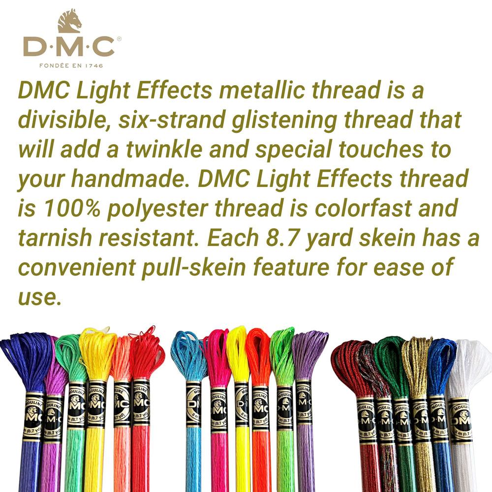 Charming Melodie dmc light effects embroidery floss, dmc thread pack. 6 holiday, 6 tropical,6 fluoresence glow in the dark string,christmas me