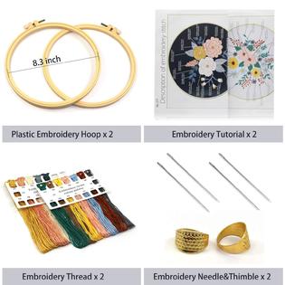 NaiHey 2 pack embroidery starter kit, art craft sewing, cross stitch kit  for beginners & adults