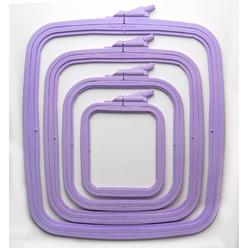 nurge lila plastic square embroidery hoop, cross stitch hoops, punch needle hoop 4 pcs set