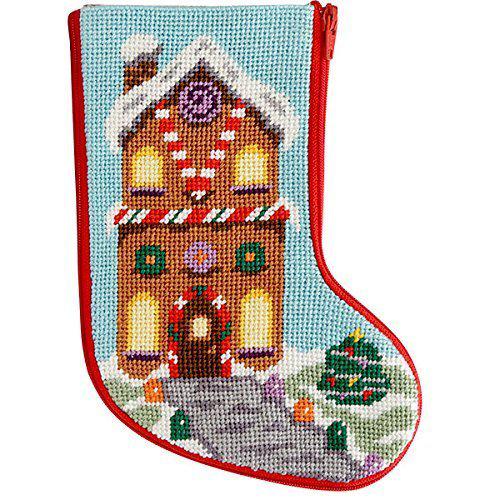 Alice Peterson stitch & zip gingerbread house mini stocking needlepoint kit