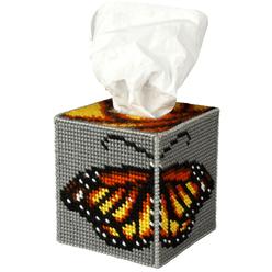 orchidea - tissue box cover - needlepoint kit - butterfly - plastic canvas - 6,5 count - for adults - 5102