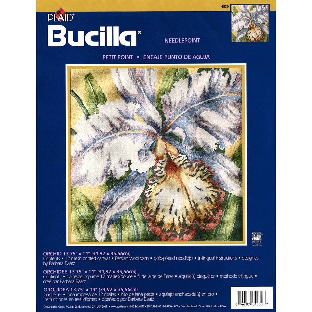 Bucilla orchid needlepoint kit #4830 - 13.75" x 14"
