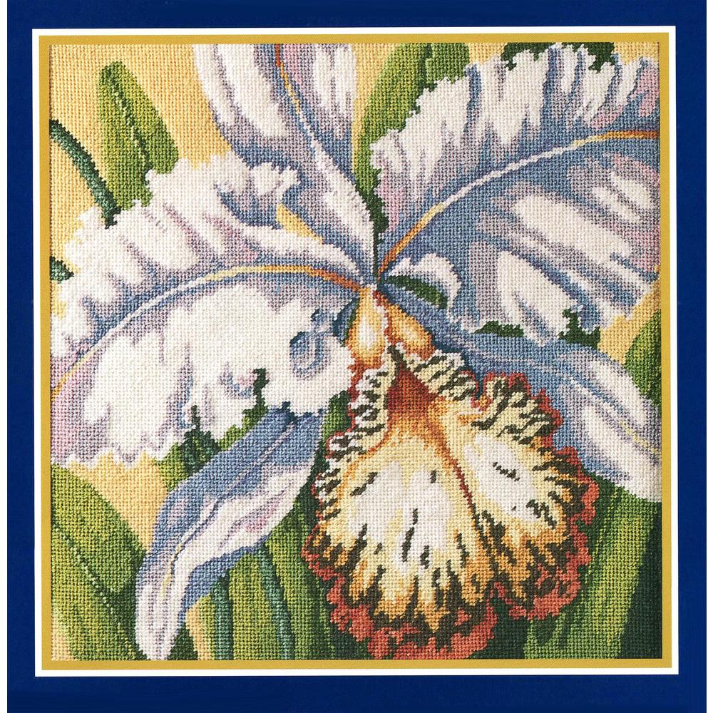 Bucilla orchid needlepoint kit #4830 - 13.75" x 14"