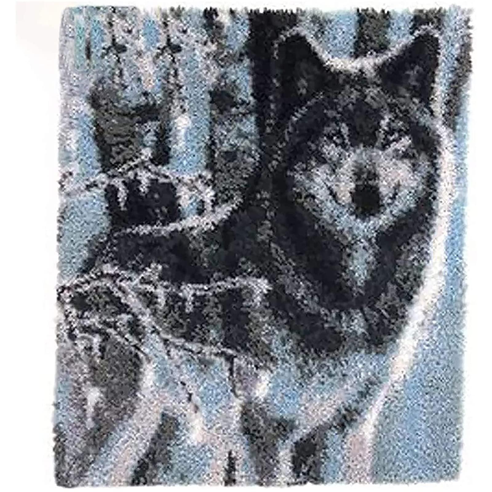 zfflyh large latch hook kits for adults rug, 3d tapestry yarn needlework  cushion making crafts, snow wolf (43x34.5inch/109x88