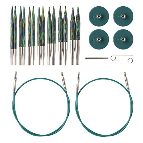knit picks options 2-3/4" short tip interchangeable wood knitting needle set (caspian)