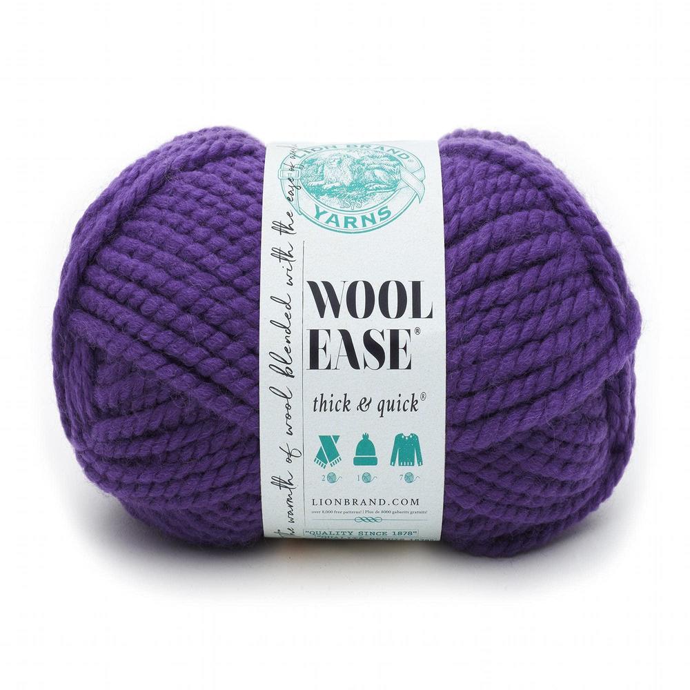 lion brand yarn wool-ease thick & quick yarn, soft and bulky yarn for knitting, crocheting, and crafting, 1 skein, iris