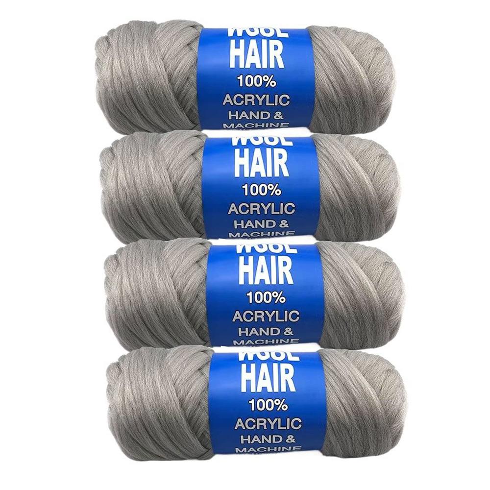 K T One 4 packs brazilian wool hair yarn, wool yarn for hair jumbo braiding& senegalese twisting wool hair attachment knitting hair b