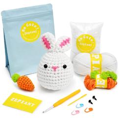 Zepiany crochet kits for beginners - all-in-one stuffed animal knitting sets - step-by-step video tutorials diy, rabbit&carrot croche