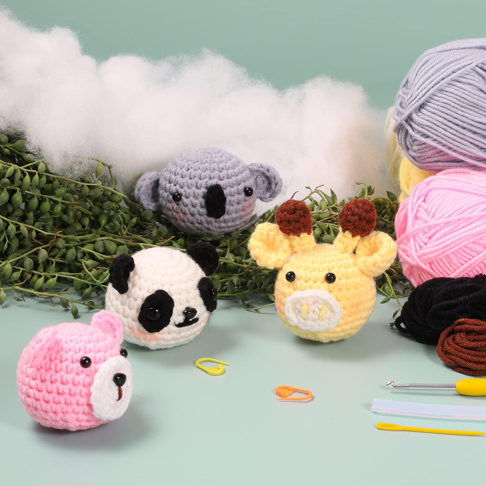 TianLian beginner crochet kits, crochet kits for kids and adults, 4pcs crochet  animal kit for starters