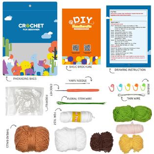 HANDYAY handyay crochet kit for beginners, little daisy crochet knitting  kit for beginners adults, complete crochet plant set, step-b