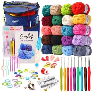 Piccassio crochet kit for beginners adults and kids - make amigurumi and  crocheting kit projects - beginner crochet kit includes 20 col