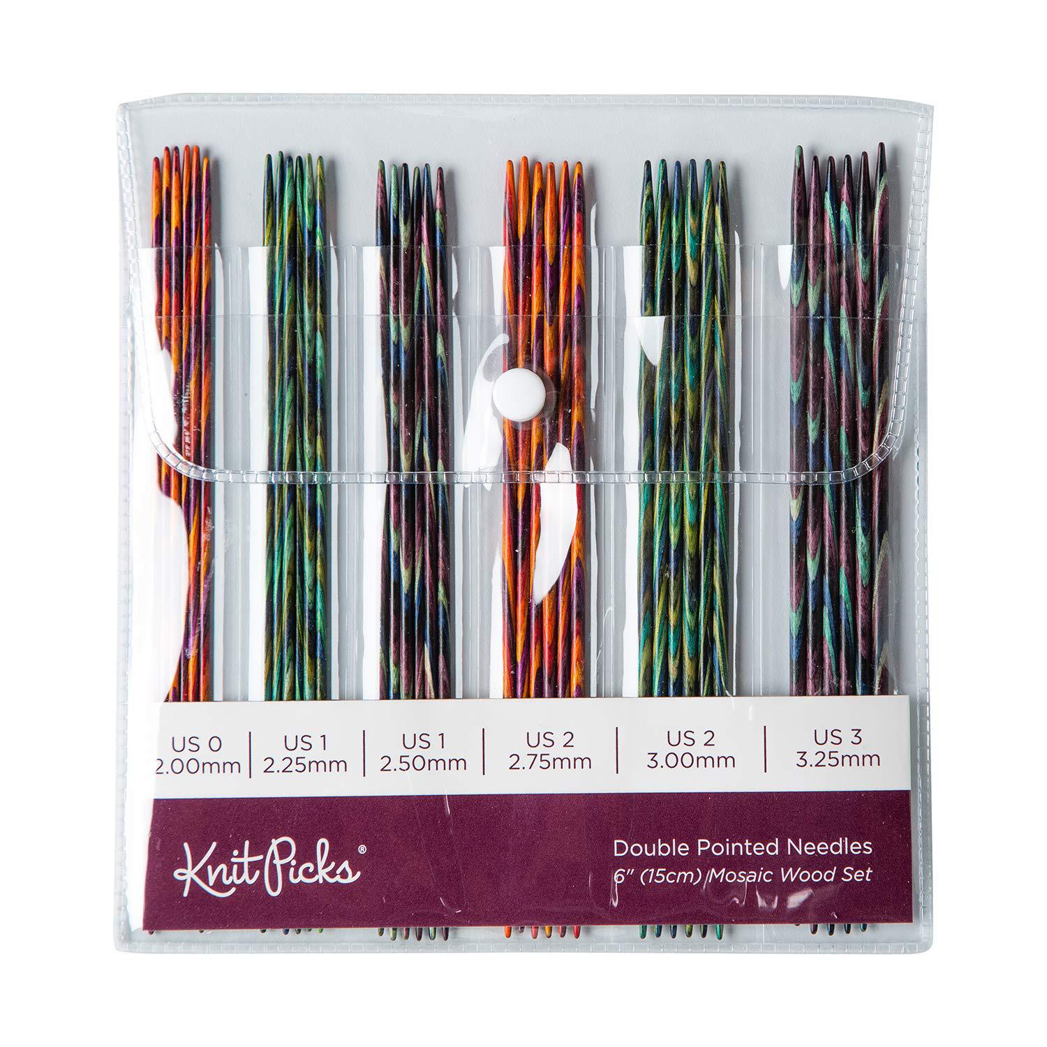 knit picks double pointed wood knitting needle set (mosaic 6")