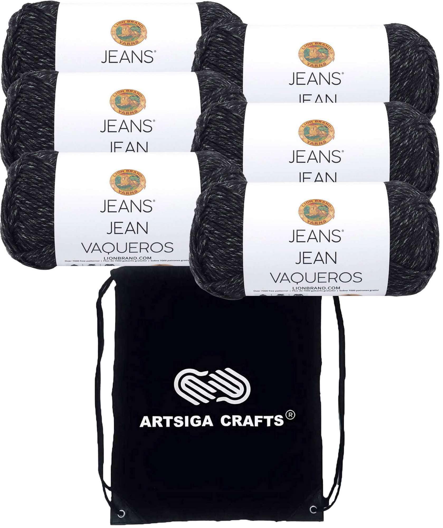 Lion Brand Yarn lion brand jeans yarn stovepipe 505-153 (6-skein) same dye lot worsted medium #4 soft knitting yarn crochet 100% acrylic bund