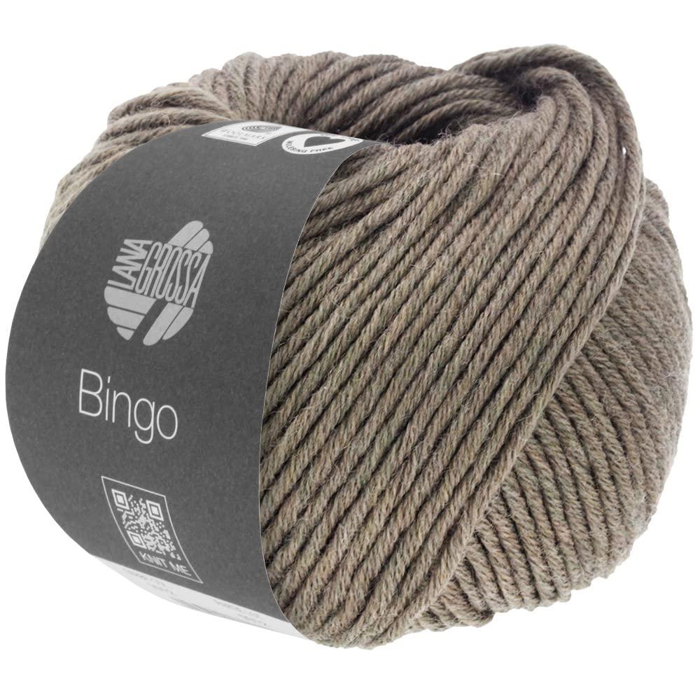 lana grossa bingo melange, 1022 mottled grey brown yarn
