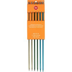 boye anodized aluminum straight knitting needle set, us sizes 8, 9, 10, multicolor