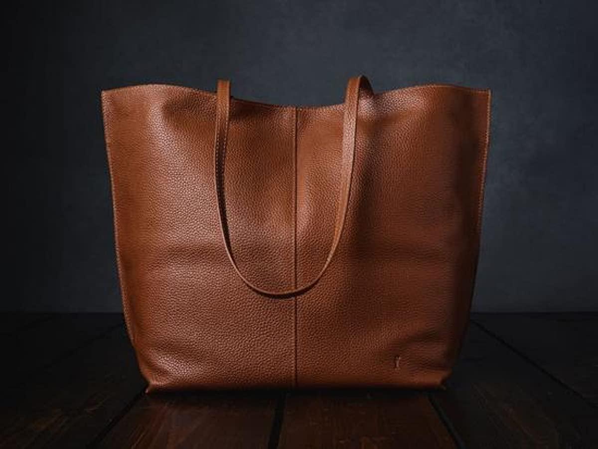 furls tan leather crochet project bag