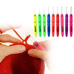Nghtmre Light Up Crochet Hooks with LED Light - LED Lite Hooks - Ergonomic Grip Handles Color Coded Illuminated 9 Hooks for Arthritic