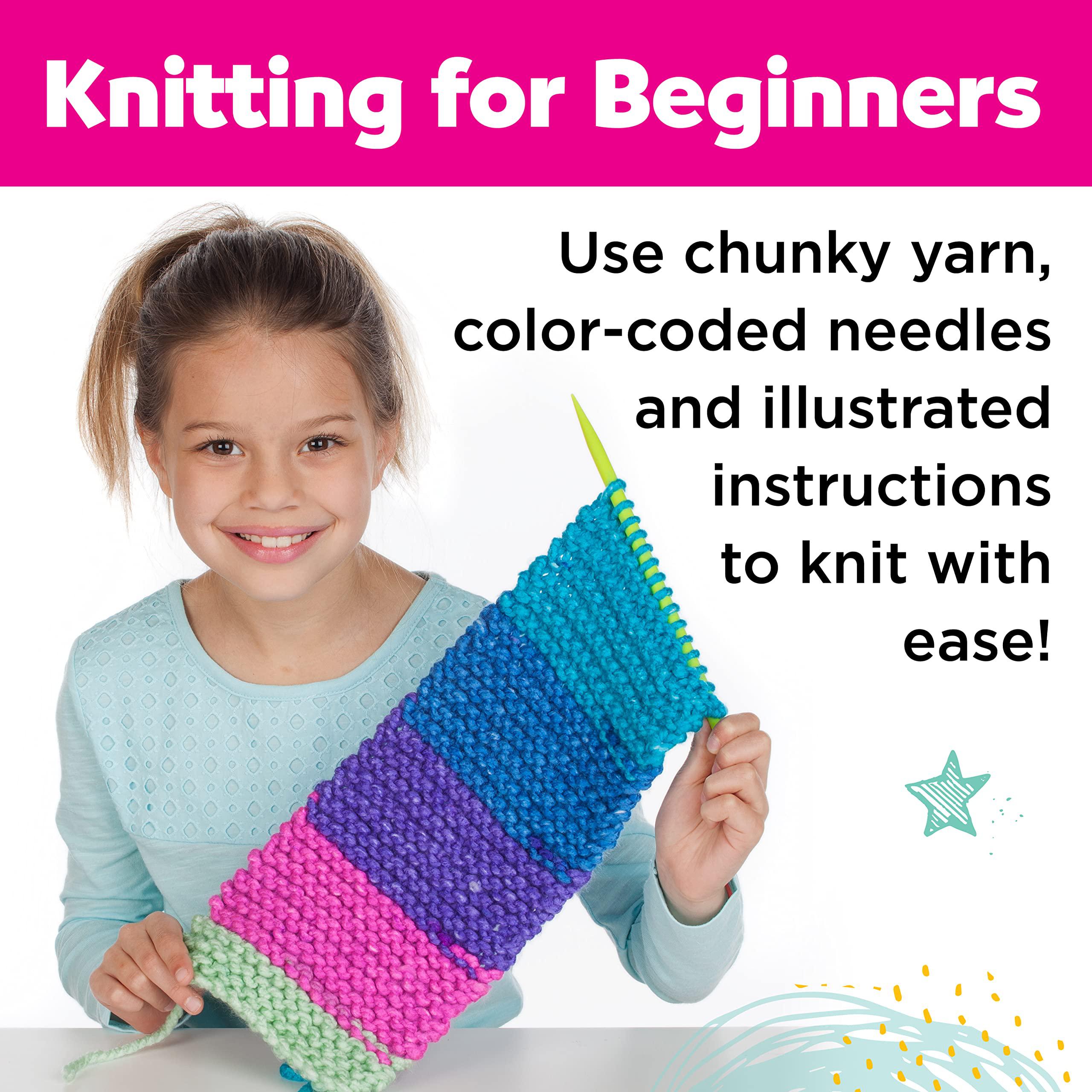 Faber-Castell creativity for kids learn to knit pocket scarf - diy knitting  kit for beginners, kids craft kit