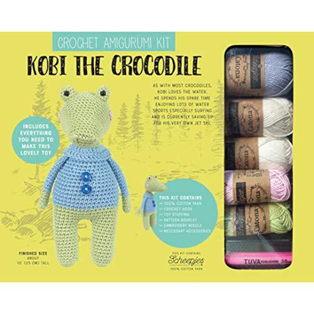 tuva crochet amigurumi kit, kobi the crocodile - cak10